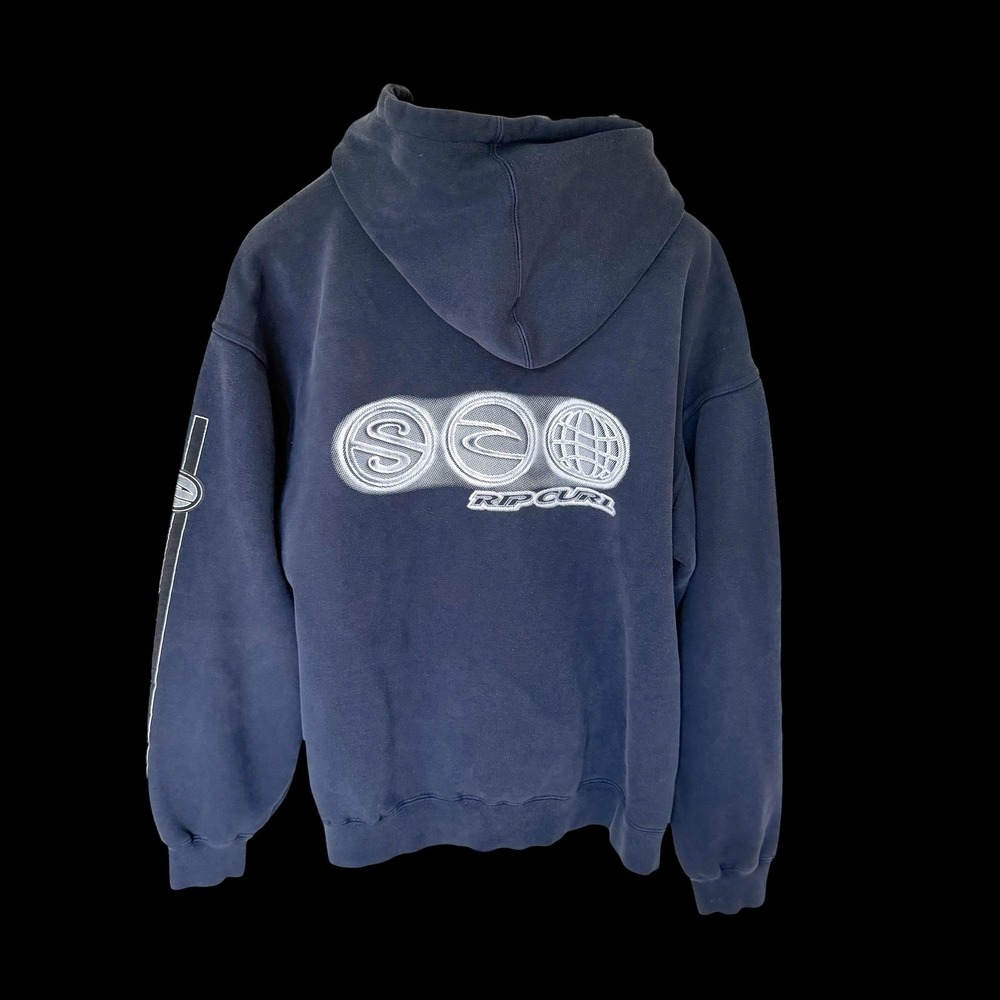 90's Rip Curl Surfing Company Navy Blue Pullover Hoodie Mens XL RN 61744
